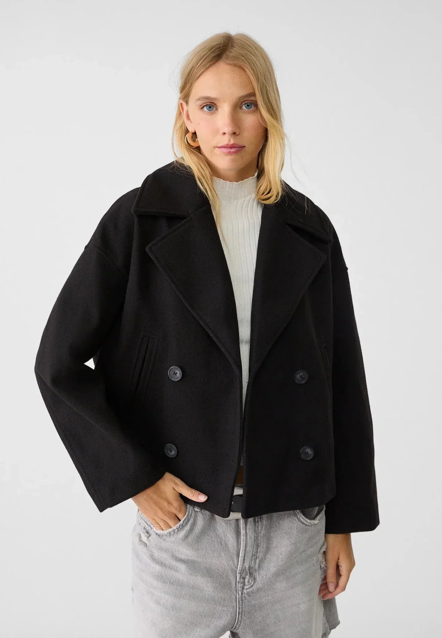 Veste femme – Coupe oversize – Style structuré – Boutonnage croisé – Style court