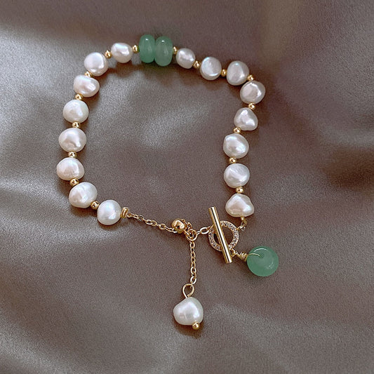 Lucia Pearl Bracelet | Gemstone Charm, Gold-Tone Accents Bracelet