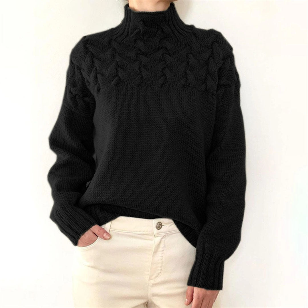 Anna Relaxed Fit Turtleneck Sweater | Ribbed Turtleneck Sweater