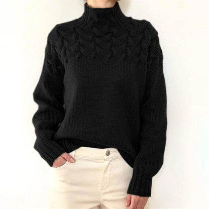 Anna Relaxed Fit Turtleneck Sweater | Ribbed Turtleneck Sweater