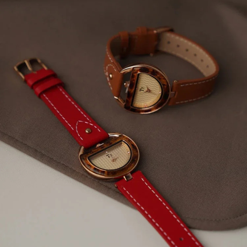 Beatrice Slim Wrist Watch | D-Shaped Dial Wrist Watch