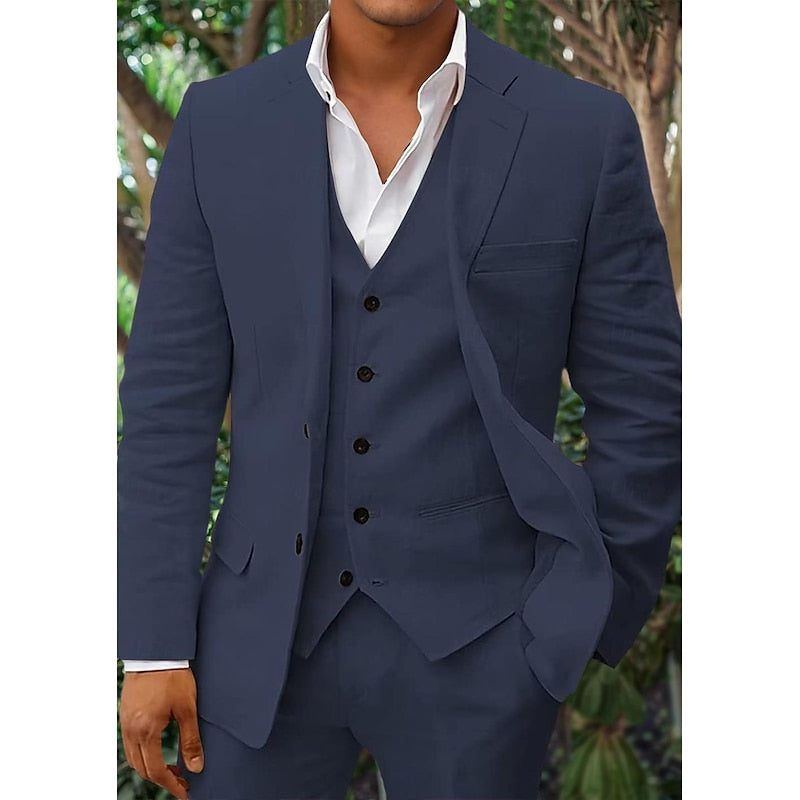 Ensemble de costumes pour hommes – Coupe ajustée – Tissu respirant – Boutonnage simple – Col formel