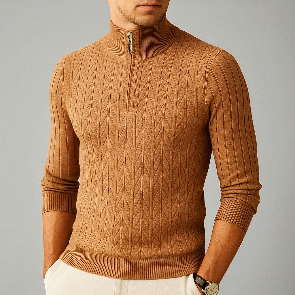 Logan Regular Fit Quarter-Zip Sweater | Cable Knit Sweater
