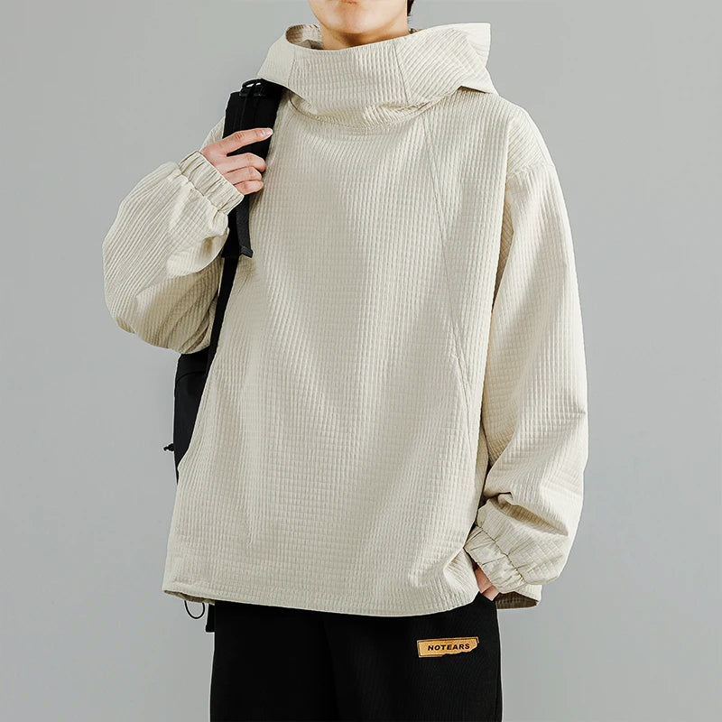 William Oversized Hoodie | Funnel Neck, Ribbed Texture Hoodie