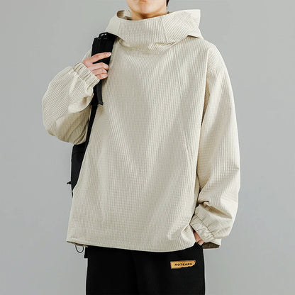 William Oversized Hoodie | Funnel Neck, Ribbed Texture Hoodie