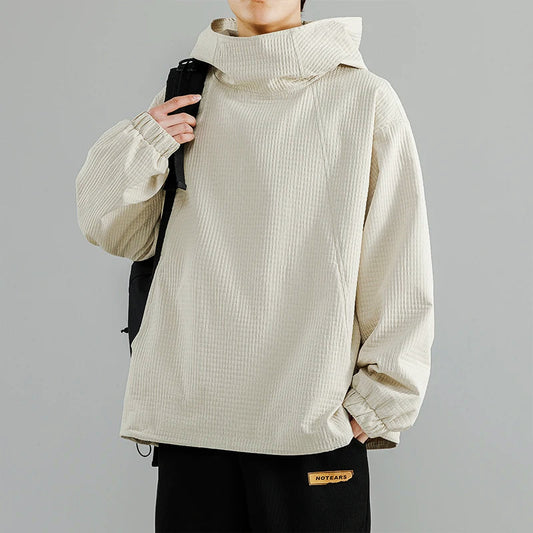 William Oversized Hoodie | Funnel Neck, Ribbed Texture Hoodie