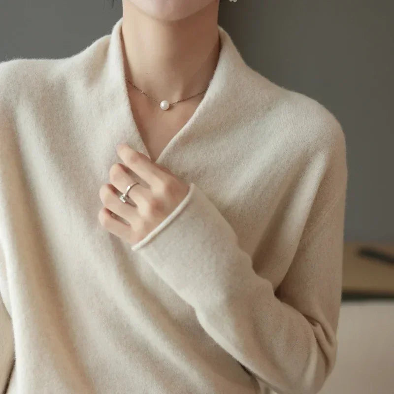 Chiara Relaxed Fit Pullover | V-Neck Wrap Front Pullover