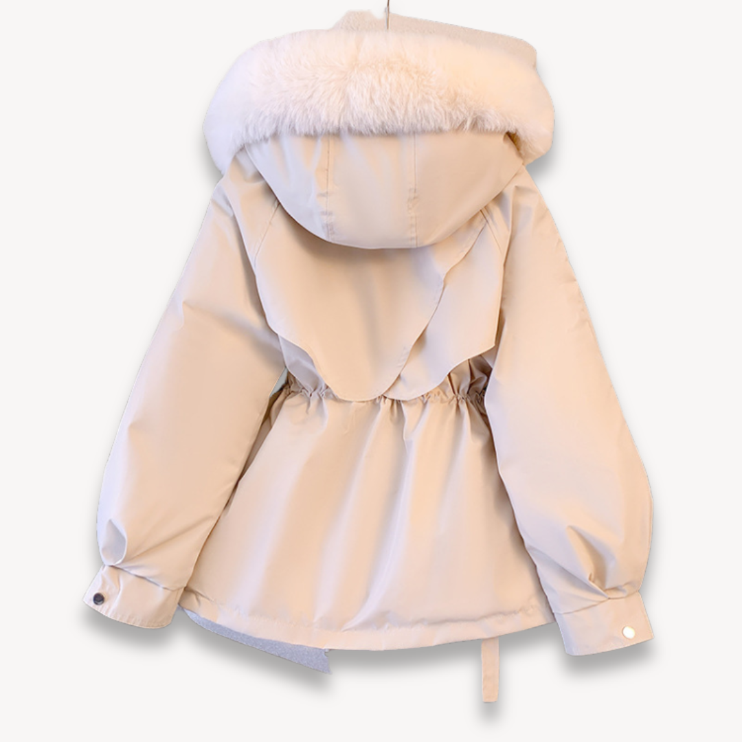 Women's Parka - Faux Fur Hood - Cinched Waist - Relaxed Fit - Hip Length