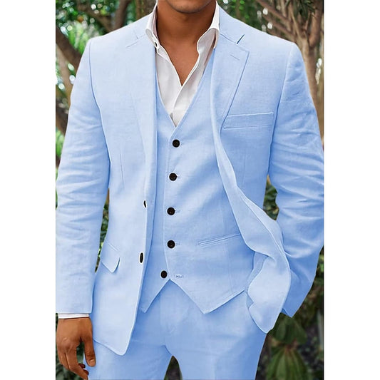 Ensemble de costumes pour hommes – Coupe ajustée – Tissu respirant – Boutonnage simple – Col formel